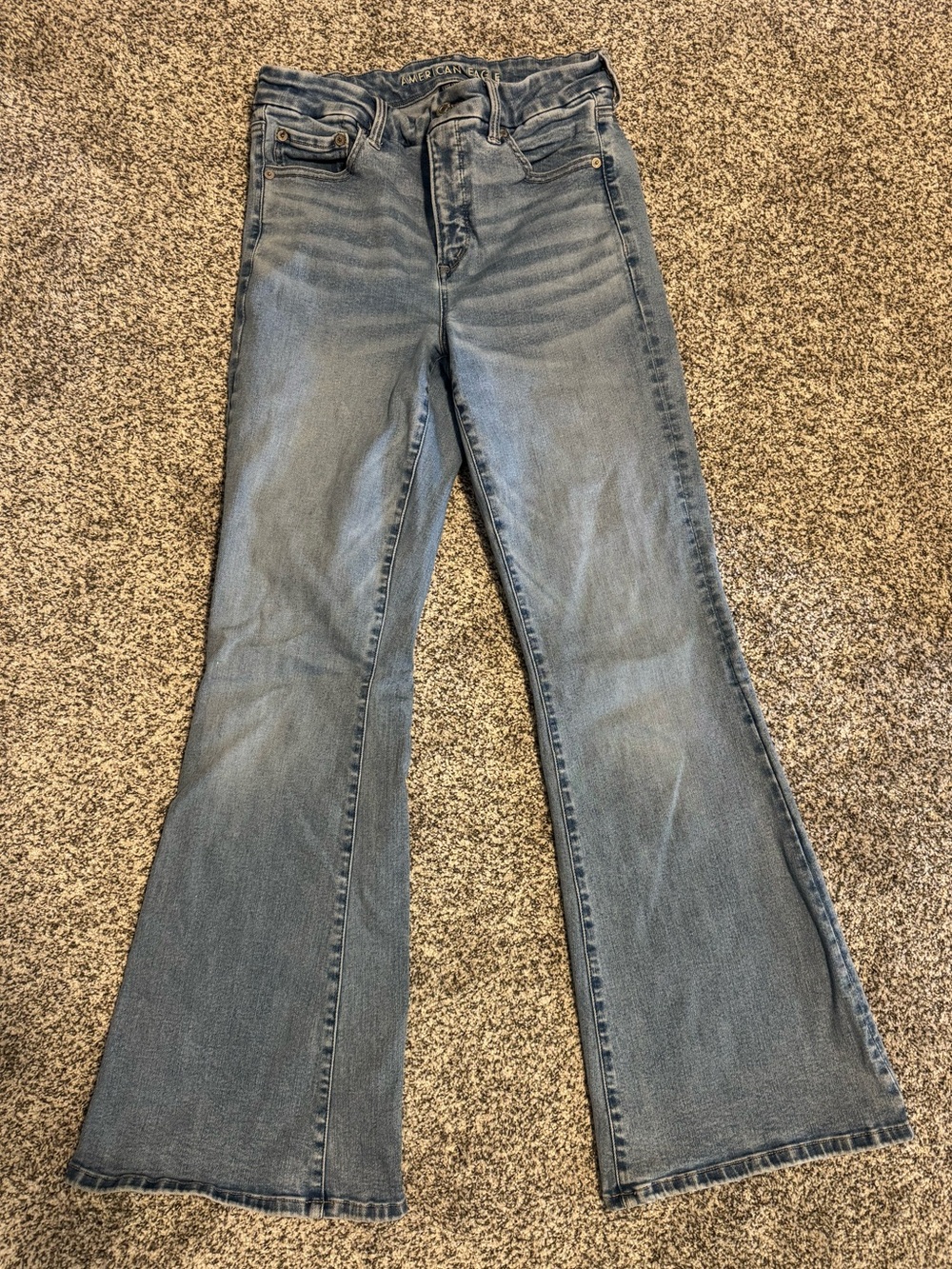 American Eagle Outfitters Light Blue High-Rise Flare Jeans, Size 8